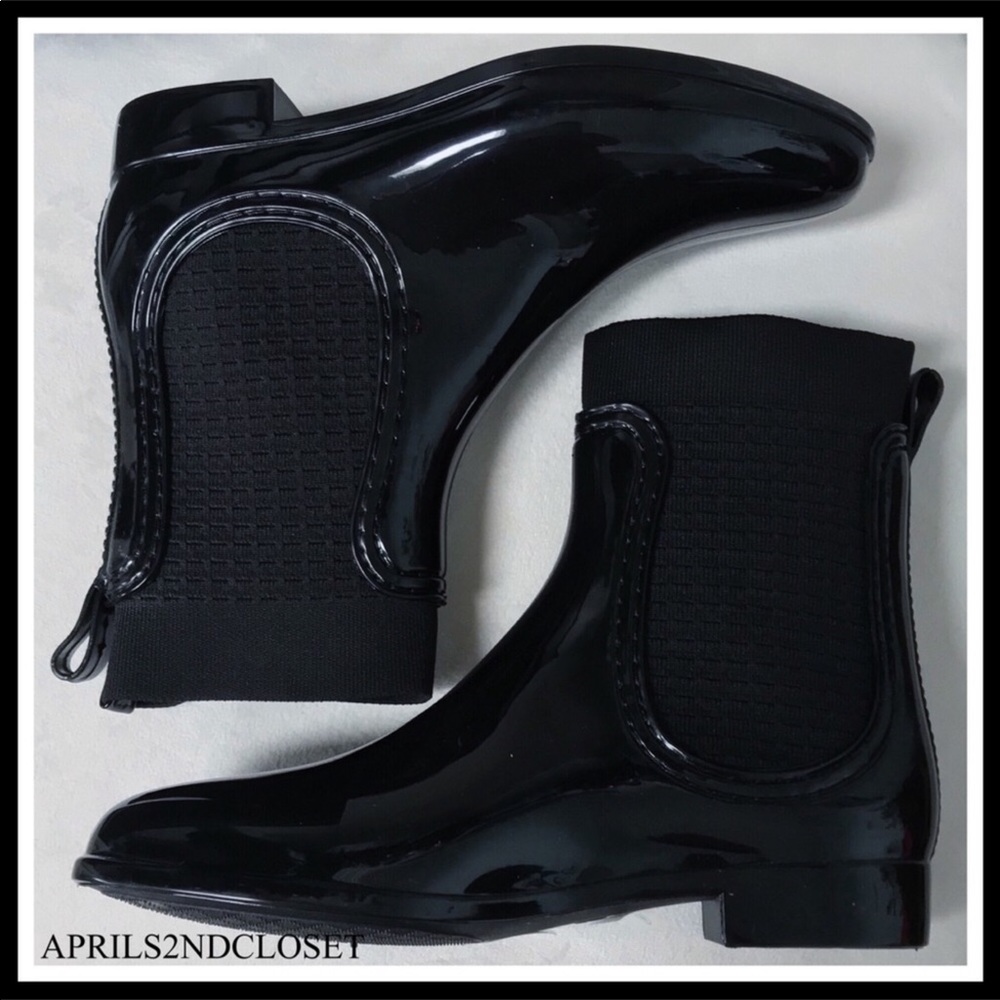 BLACK WATERPROOF ANKLE BOOTIES RAIN BOOTS A2C - Picture 10 of 16
